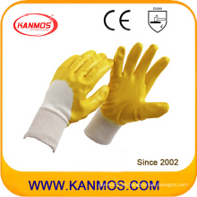 Antideslizante amarillo de seguridad industrial Nitrile Jersey trabajo guantes (53006)